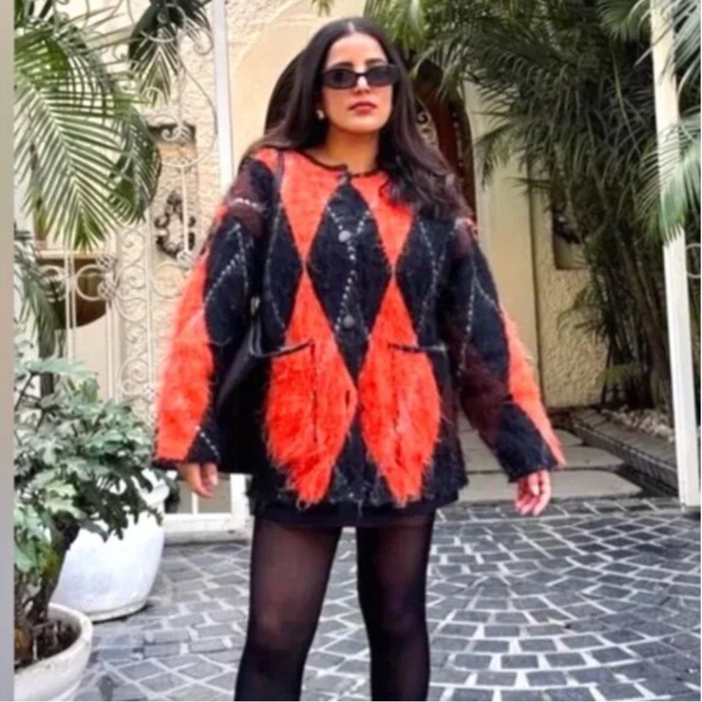 Zara KNIT JACQUARD CARDIGAN NWT - Picture 3 of 14